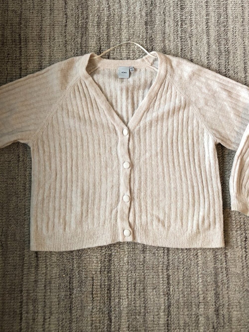 Cream Oversized Ribbed V Neck Cardigan - Picture 4 of 10